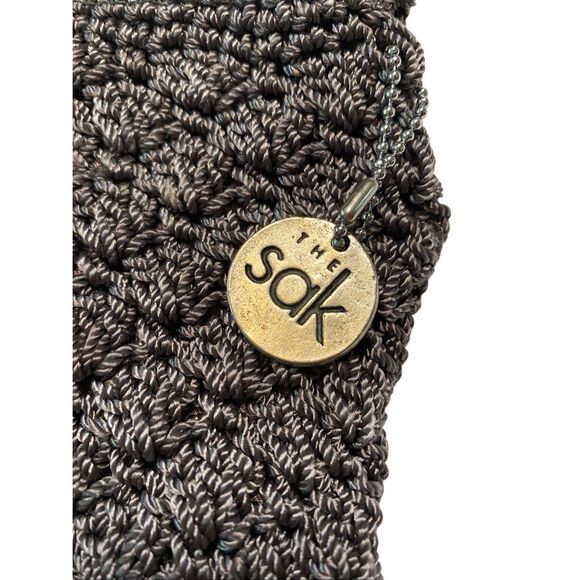 The Sak Pewter Gray Metallic Crochet Crossbody Small Shoulder Bag Boho Purse - Picture 4 of 9